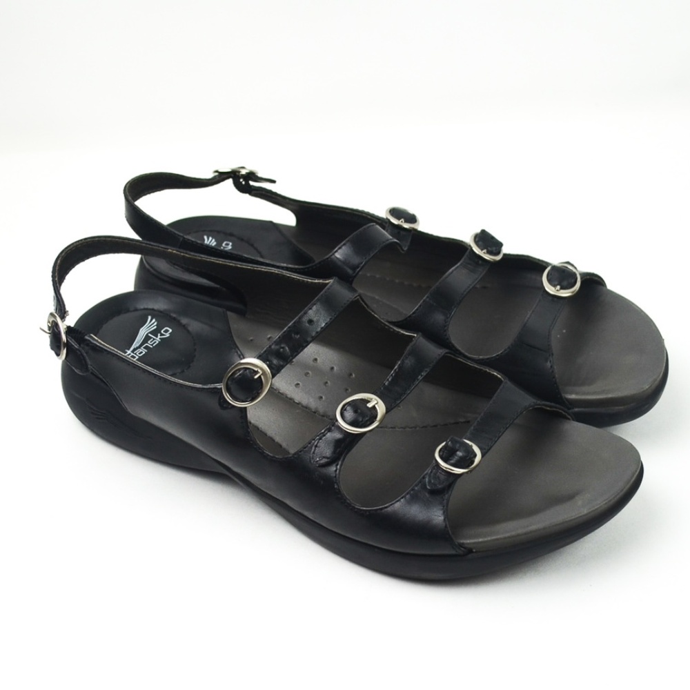 Dansko 41 US 10.5-11  Black Leather Sandals